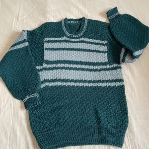 Pine green sweater, handcrafted